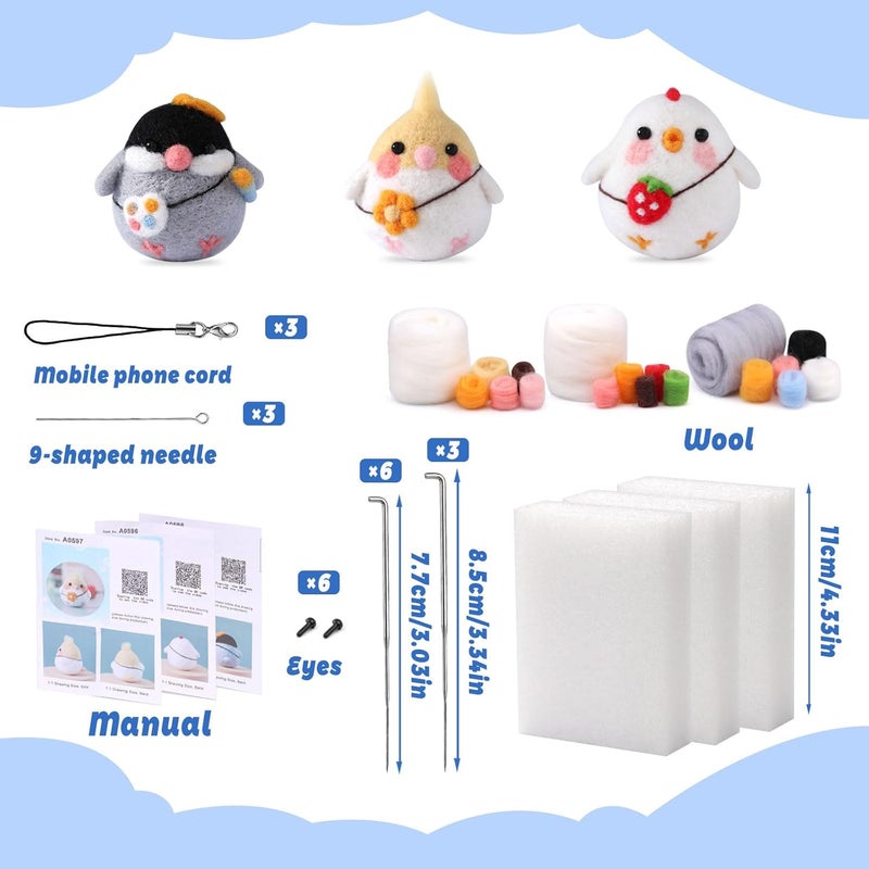 SOCNITC Felting Kits for Beginners, Animal Needle Felting Supplies Kits with Tools Foam Mat Felting Needles, Instructions, Wool Roving Doll Making Supplies for Beginners Adults - Image 2